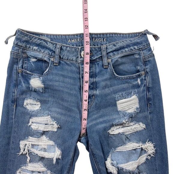 American Eagle Tomgirl Jeans High Waist Skinny Womens 4 Slim Leg Distressed - Picture 4 of 8